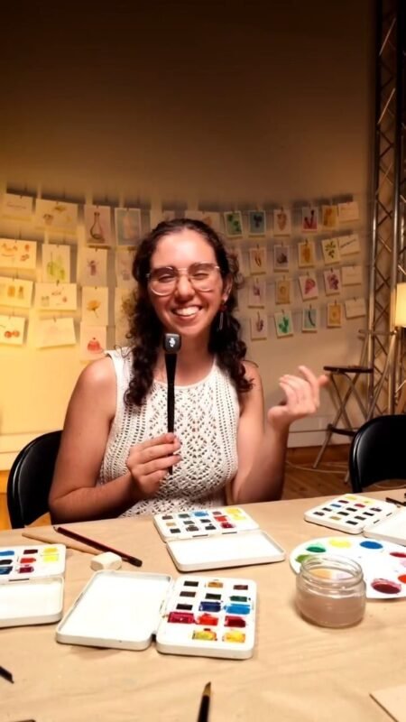 Alejandra Vega en el segundo taller de acuarela